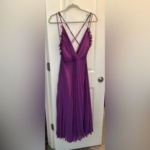 Zara Purple Pleated Ruffled Slip Dress